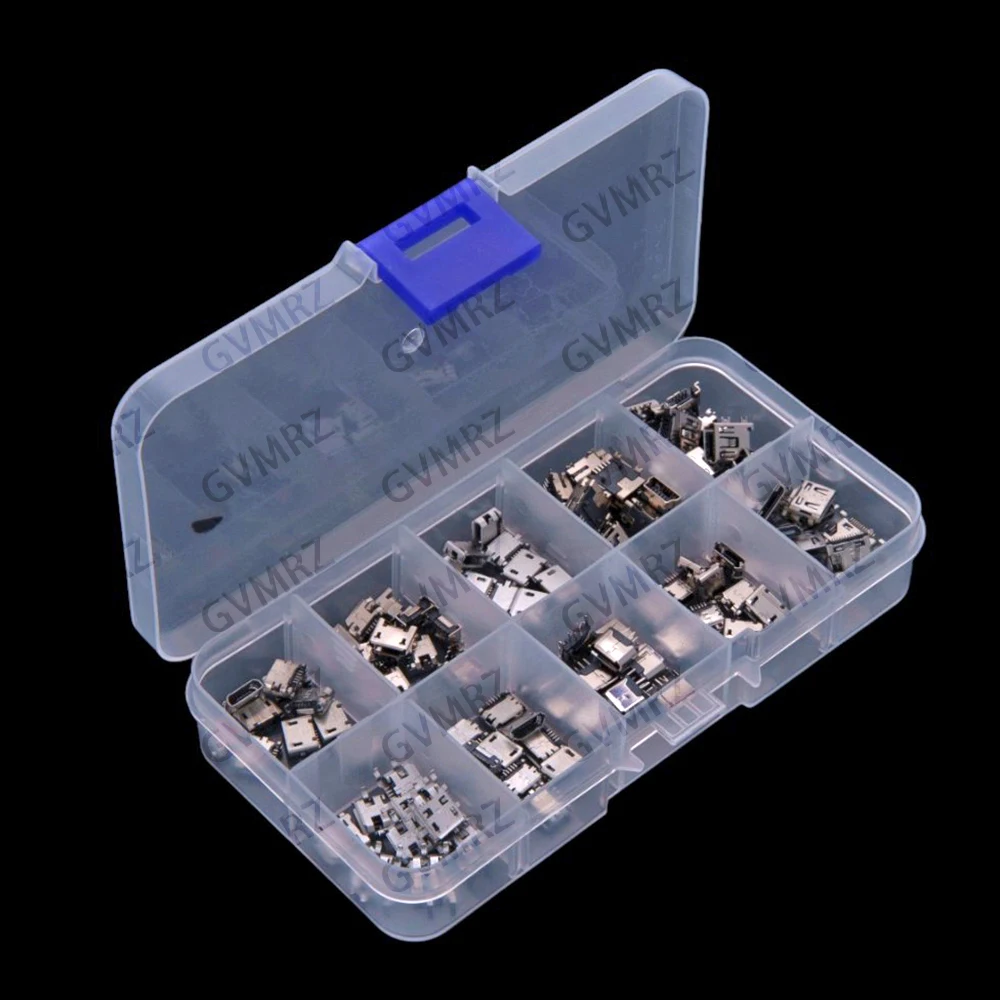 10Values ​​100PCS Micro MINI USB Female Connector Multiple Sizes of Android Charging Charging Jacks MINI USB Female