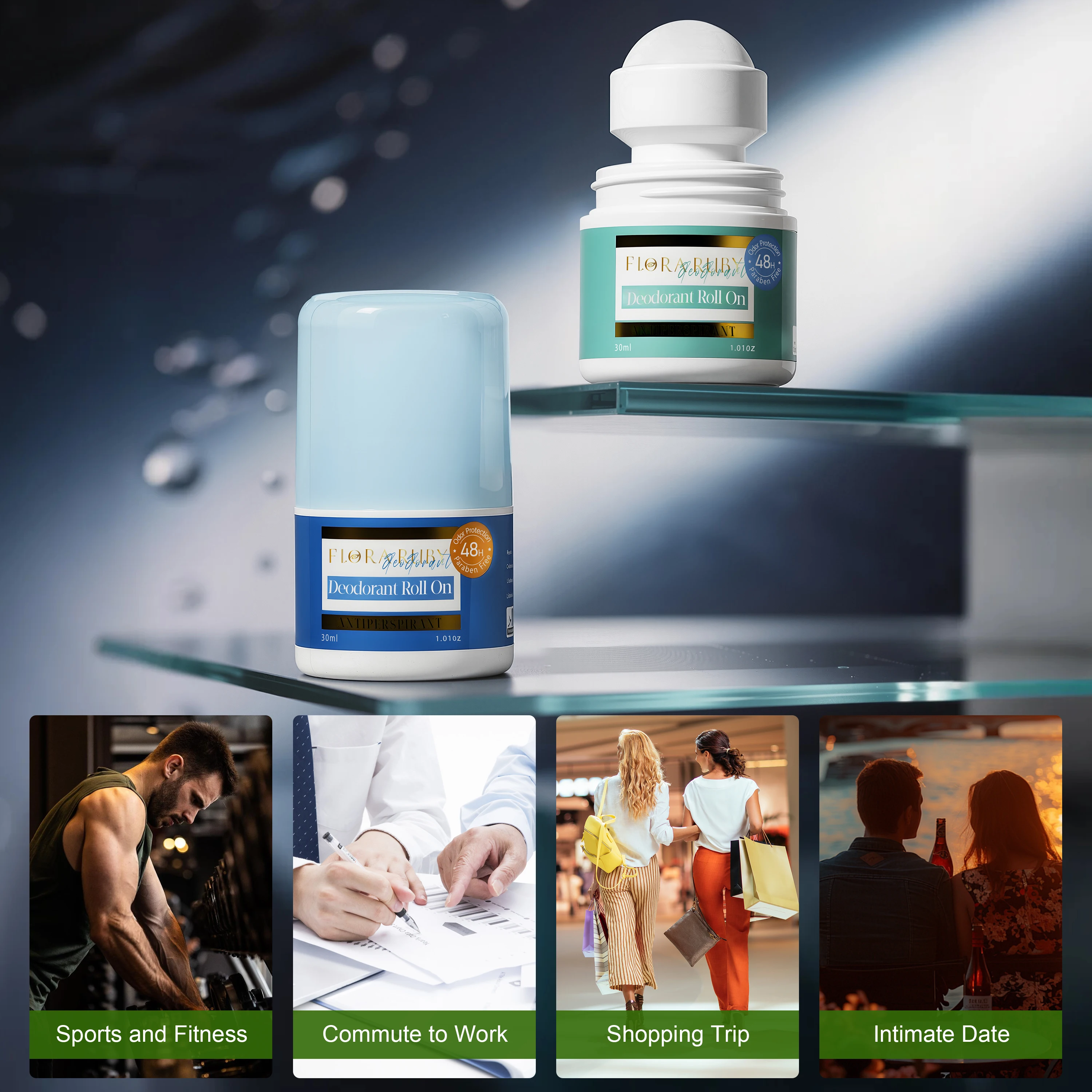 フローラ ルビー 30ml/1.01fl.oz 制汗デオドラント ロールオン 48時間持続する香り 脇の下 全身適用