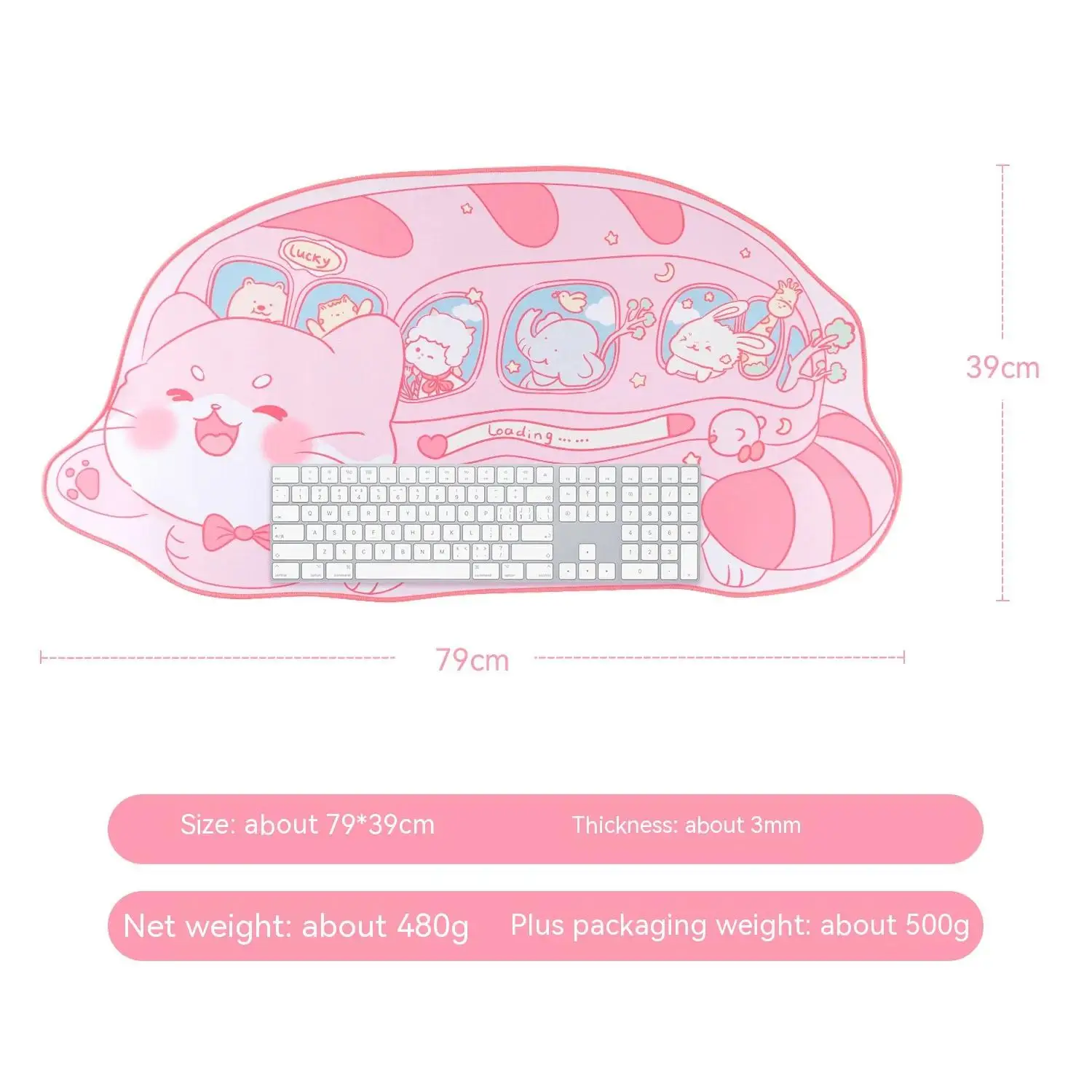 Cat Bus Mouse Pad Pink Cute Extra Large Kawaii Kitty Gaming Mouse Pads XXL Desk Mat Non Slip Mouse Mats Laptop Desk Accessories