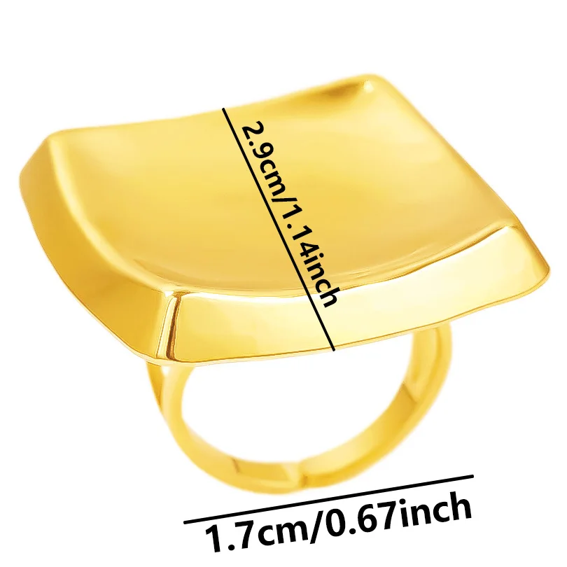 1/2pcs Mix Irregular Square Ring Open Adjustable Stainless Steel Rings For Women Men Accessories Real Gold Plated Jewelry Bague