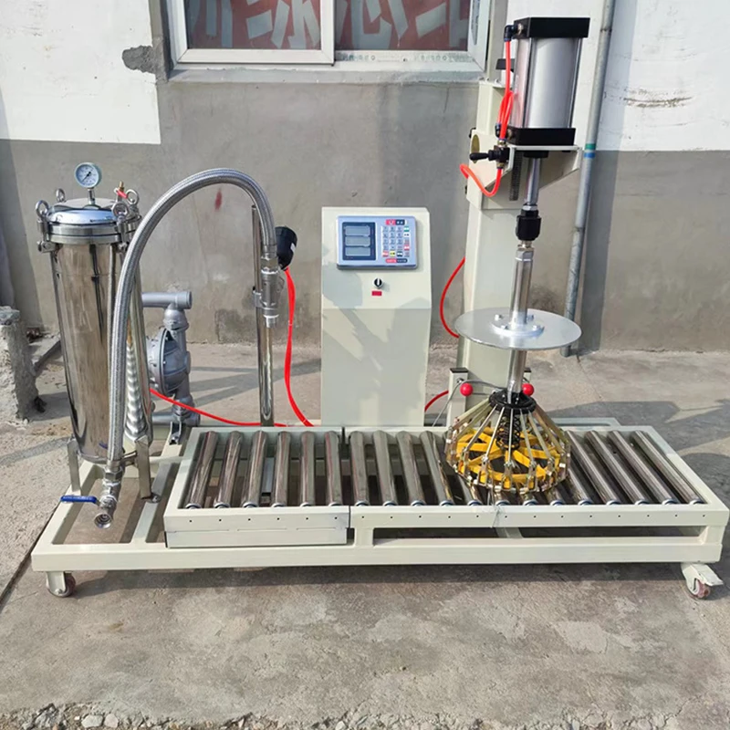 Automatic Paint Liquid Quantitative Filling Machine With Bucket Capping Filter New Condition 1 Year Warranty Made Of Plastic