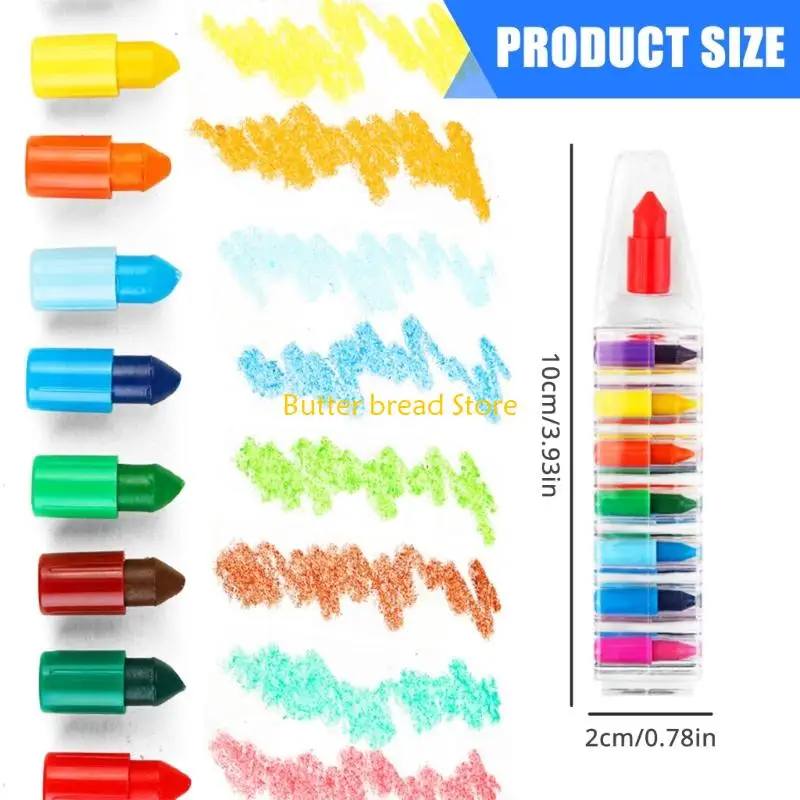 W89C Clate Art Art Crayon for Kids Toddler 8 Color Building Builds Oil Pastels Toddler Crayon for Art Drawing Coloring Book