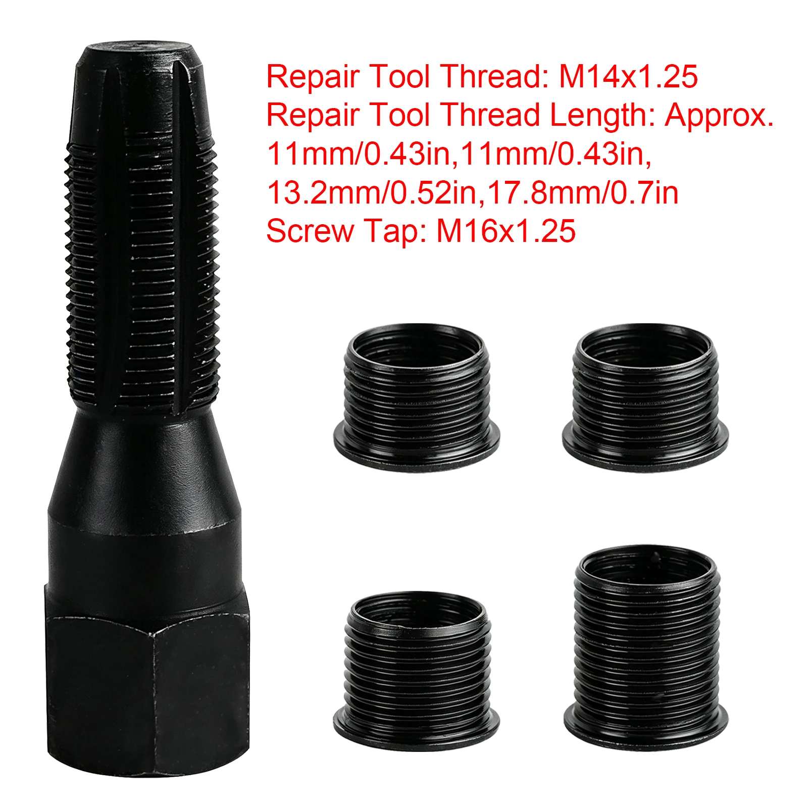 Auto-Werkzeuge M14 X 1,25 Zündkerzen-Gewindereparatur-Set 14mm Zündkerzen-Gewinde-Reparatur-Set 14mm Zylinderkopf-Gewinde-Reparatur-Set, 4 Gewindeeinsätze – Detail 5