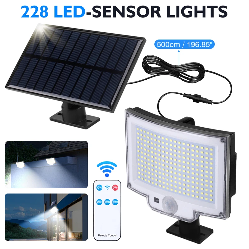 

LED Outdoor Solar Lights,Motion Sensor Human Induction Solar Garden Light,Waterproof 3 Modes Remote Control Yard Garage Light