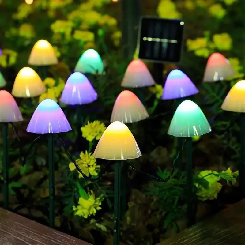 Led Solar Mushroom Lights Street Lights Outdoor Waterproof Lawn Decorative Lights Patio Garden Christmas Holiday Decoration