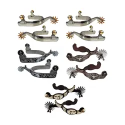 Cavalo equitação aço inoxidável Spur, estilo ocidental incrustado, mão escultura, Incrustado Western Cowboy Spur, 2pcs