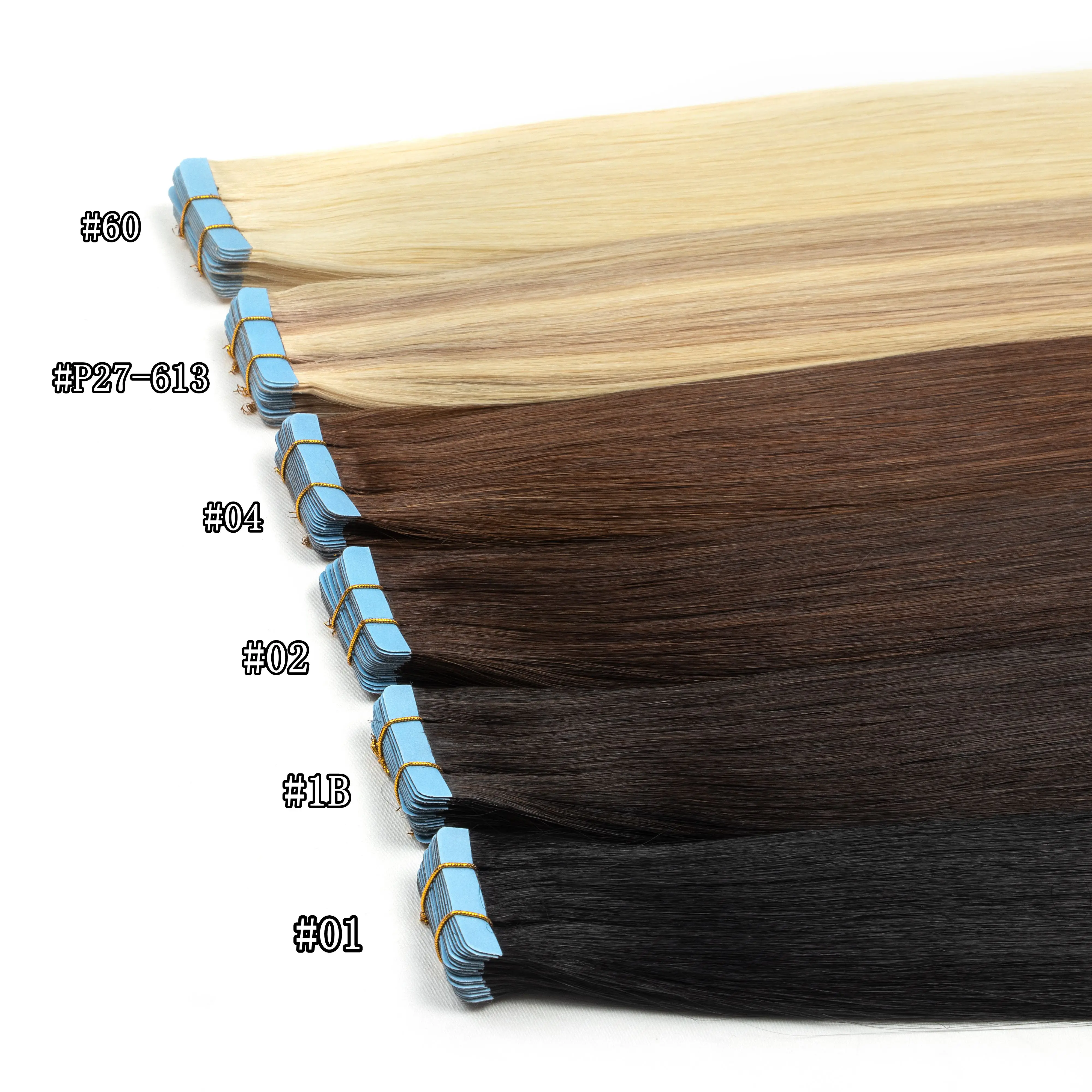 Menselijk haar Tape In Hair Extensions Machine Gemaakt Remy Extensions Volledig hoofd 20 inch 50G Dikke uiteinden Tape op haar