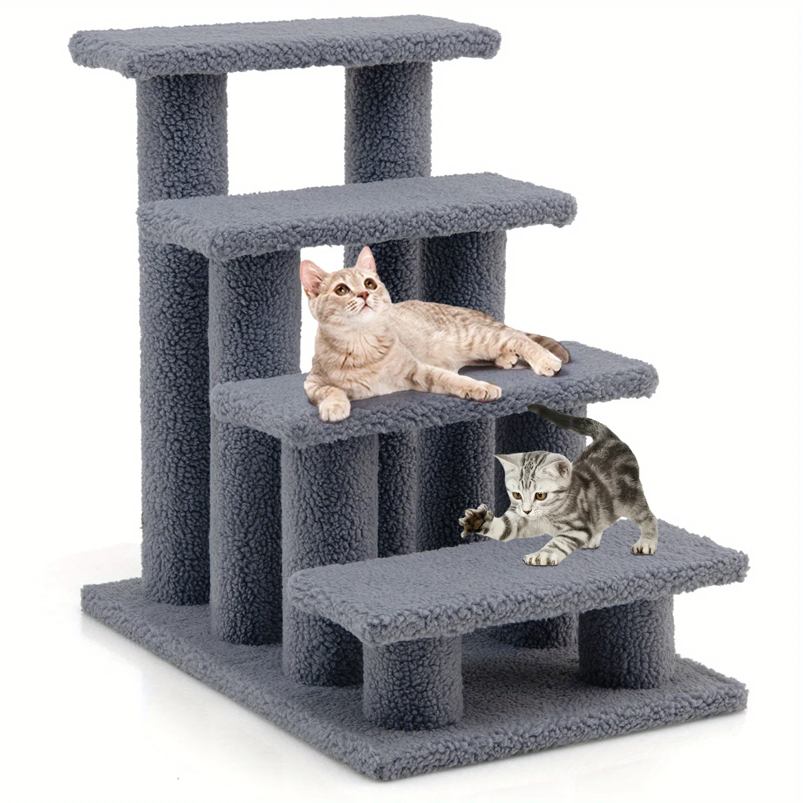 

Homasis 24" 4-Step Pet Stairs Carpeted Ladder Ramp 8 Scratching Post Cat Tree Climber