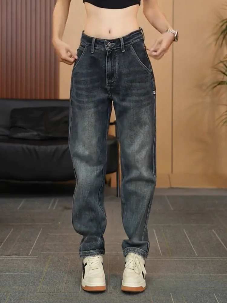 

Retro American Straight Leg Men's Jeans Autumn Winter Waed Casual Versatile Slim Fit Denim Long Pants for Men