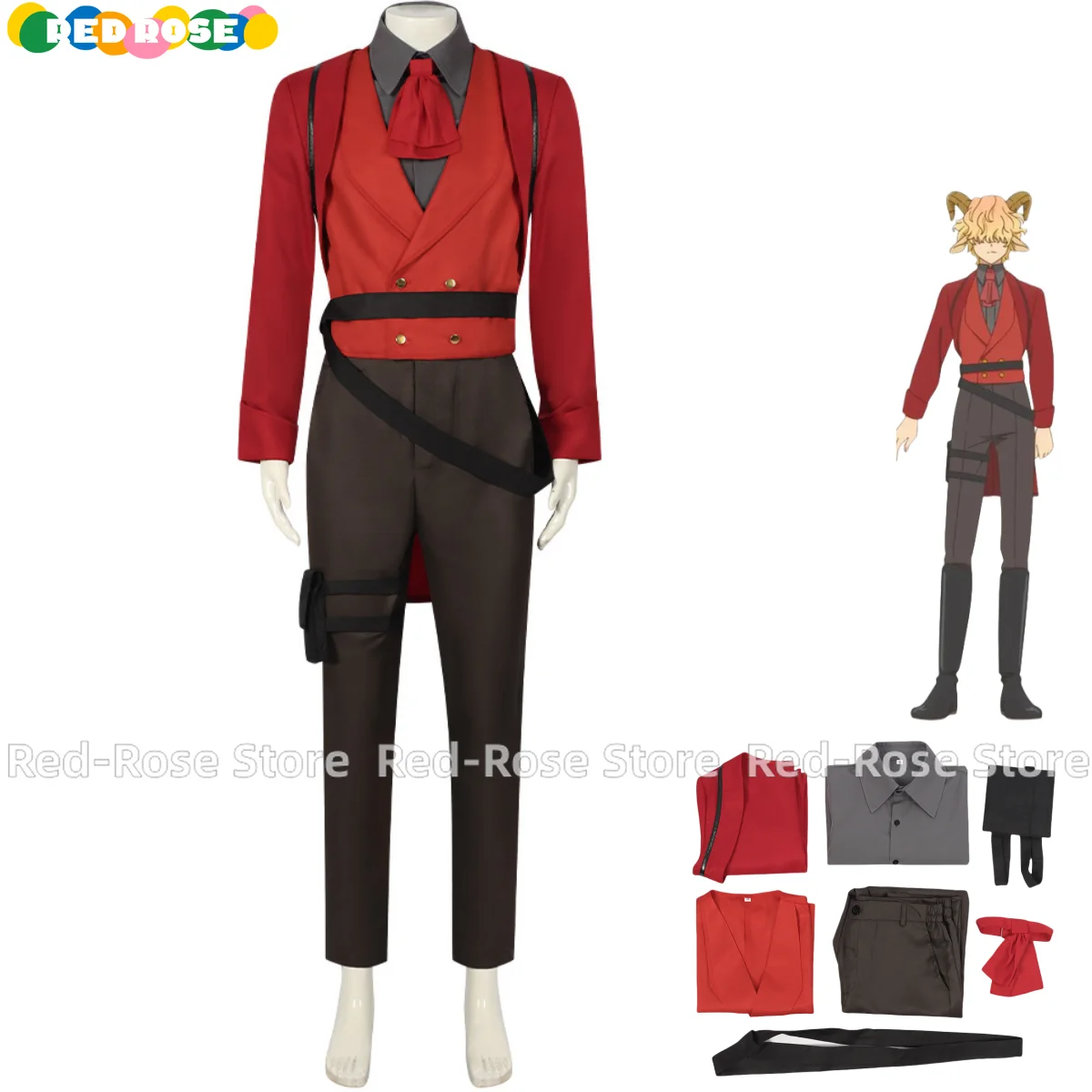 New Anime Bye Bye, Earth Cosplay Costume Black Red Evening Dress Swallowtail Coat Shirt Vest Adult Man Halloween Carnival Suit