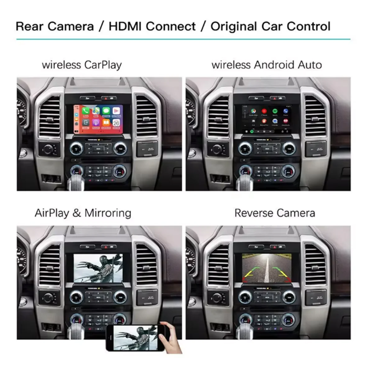 For Ford Sync2 System Explorer Focus Fiesta C-max Edge F-150 Fusion Taurus Decoder box Wireless Carplay Android Auto