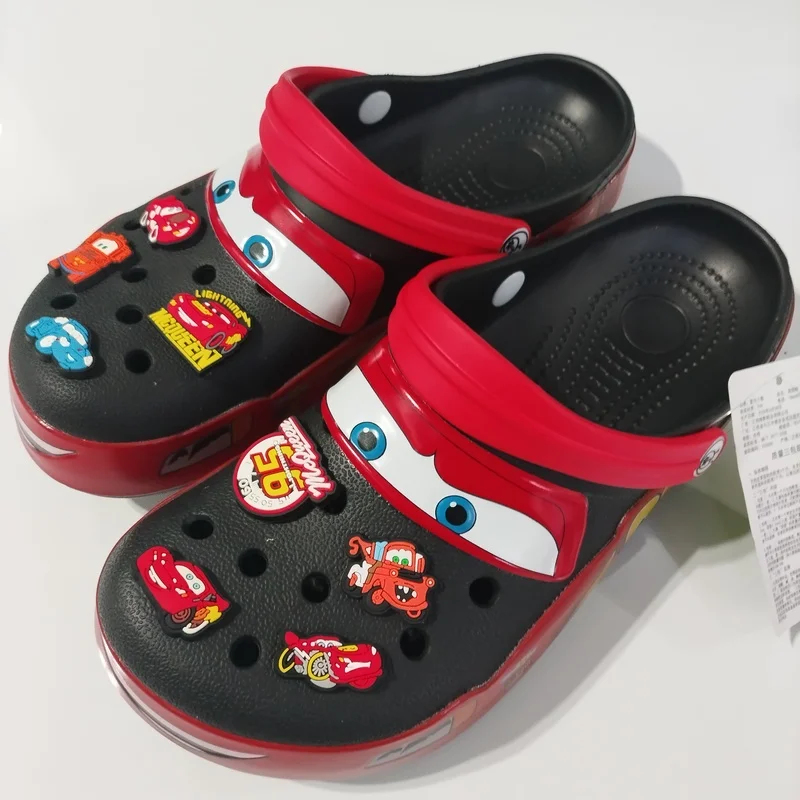 

Fashion Black Cars Shoes Clogs Outdoor Beach With Shoe Decorations Slippers Non-Slip Wear-Resistant Cute Cartoon Beach Sandals ﻿