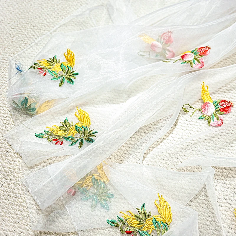 100x150cm Blumenstickerei-Material Farbverlauf Sanfter Chiffon-Stoff Transparenter Hanfu-Stoff Nähen DIY Kleid Bühnenbekleidung Neu – Detail 9