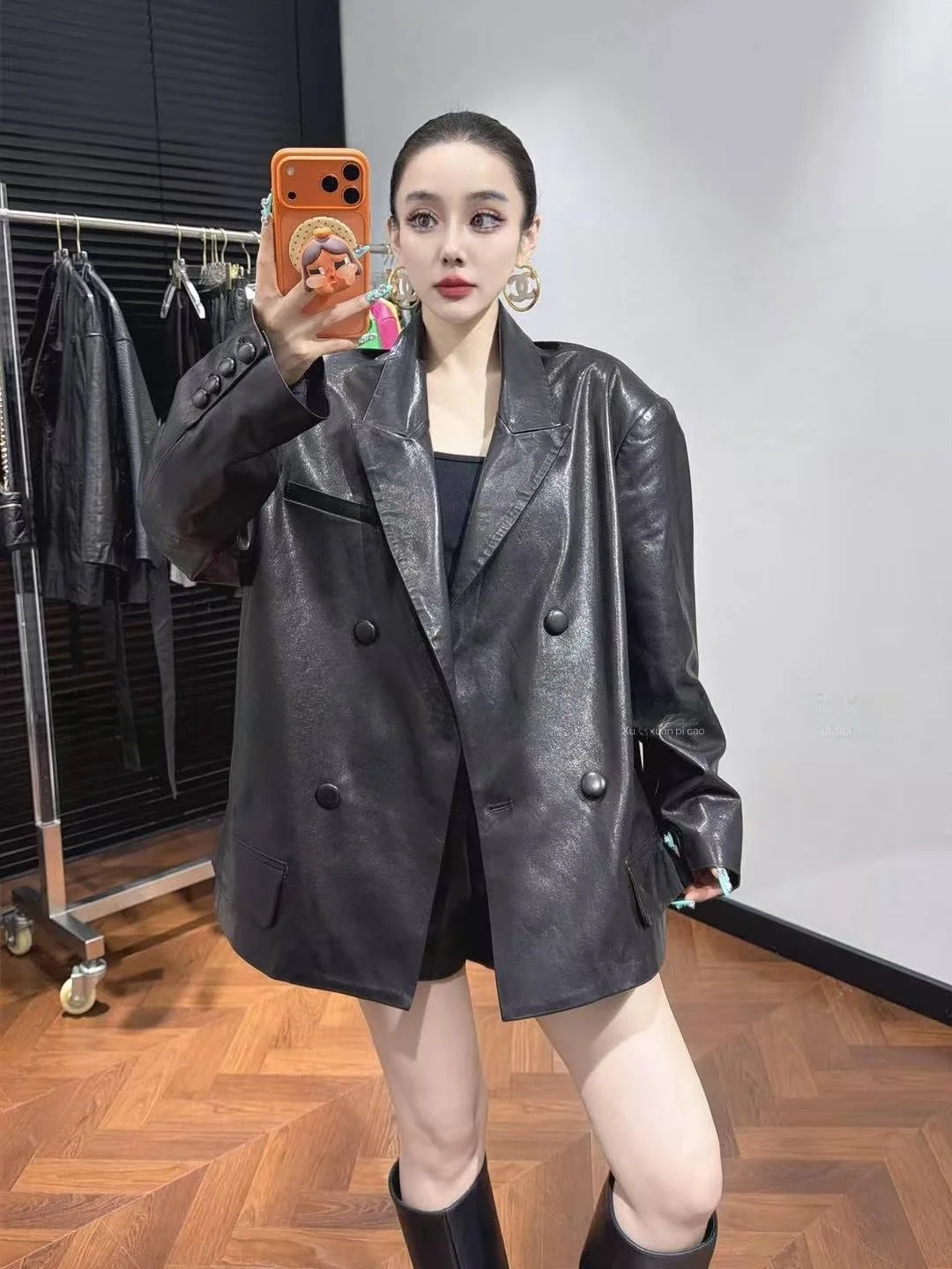 

2026 New Sle ort Genuine eepskin Leather Jaet Women's Slimming Versatile Outerwear Long Sve Zipper Closure