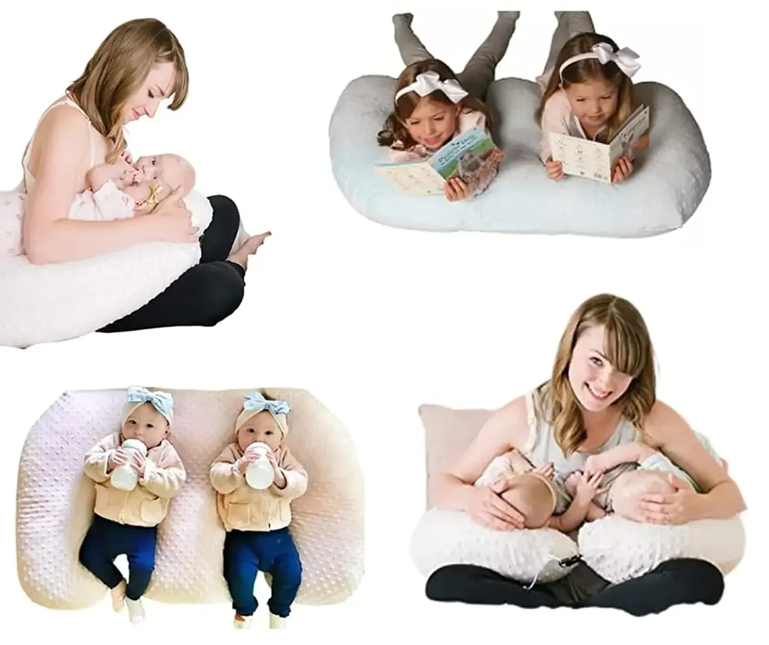 Twin Z Pillow Grey - The #1 Rated Twin Breastfeeding and Bottle Feeding Pillow! A Must Have for Twins! - Cuddle Grey DOTS The Ul