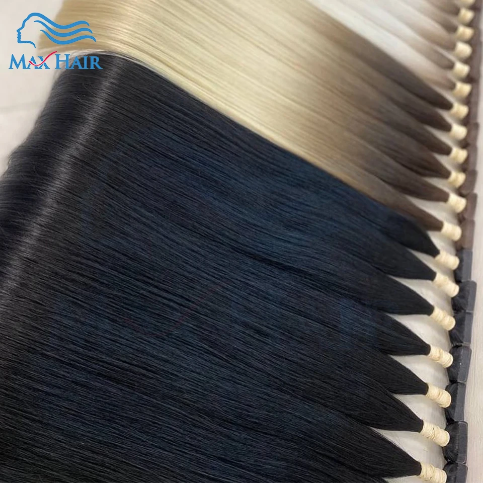 الشعر البشري 16A كامل الشعر نهاية الشريط في ملحقات الشعر المستقيم 40 قطعة/الحزمة الأوروبي ريمي مستقيم لاصق في وصلات الشعر