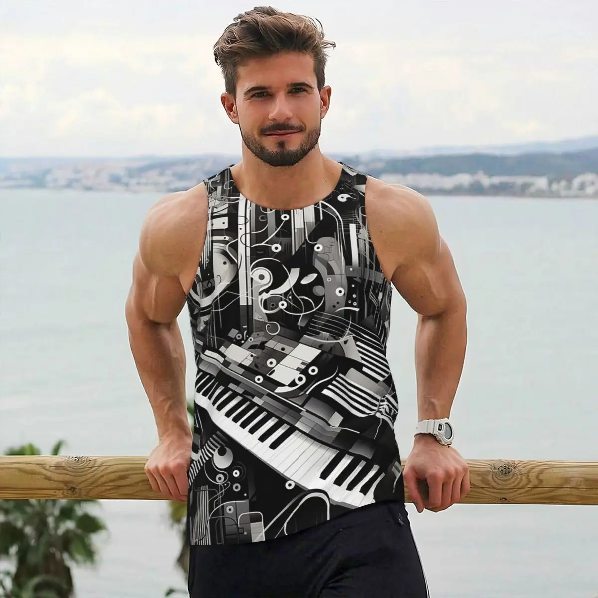 

Музыкальная нотация, музыкальные ноты, спортивная майка, жилет для бодибилдинга, топы без рукавов для фитнеса, быстросохнущая мужская спортивная одежда для тренировок