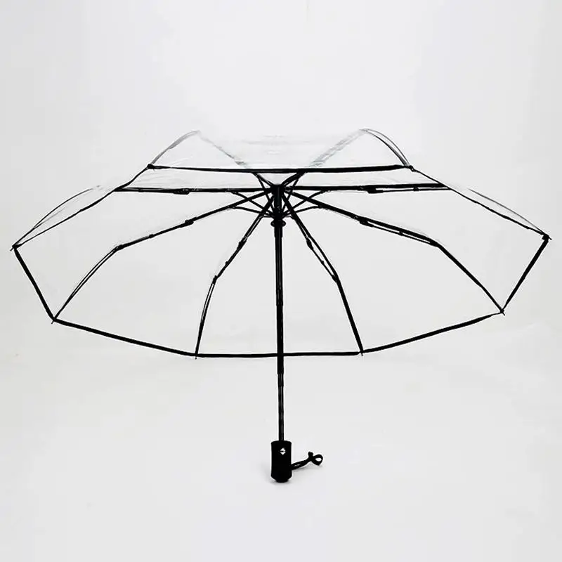 Automatischer Klarer Bubble-Regenschirm im Koreanischen Stil, Transparenter Reise-Kuppelschirm für Frauen und Mädchen - Schutz bei Regen und Wind – Detail 6