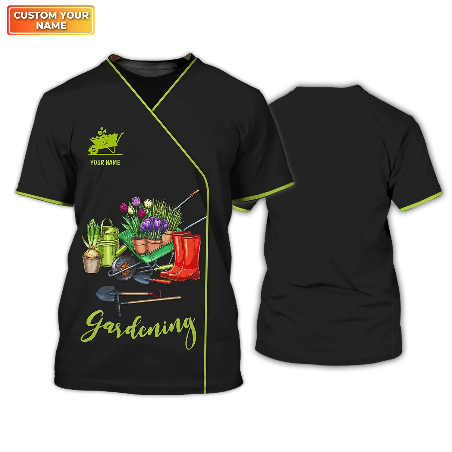 Gardening Tools Graphic Workwear Personalized T Shirt Gardener Customized Loose Uniform for Women and Men O-neck Unisex Clothing