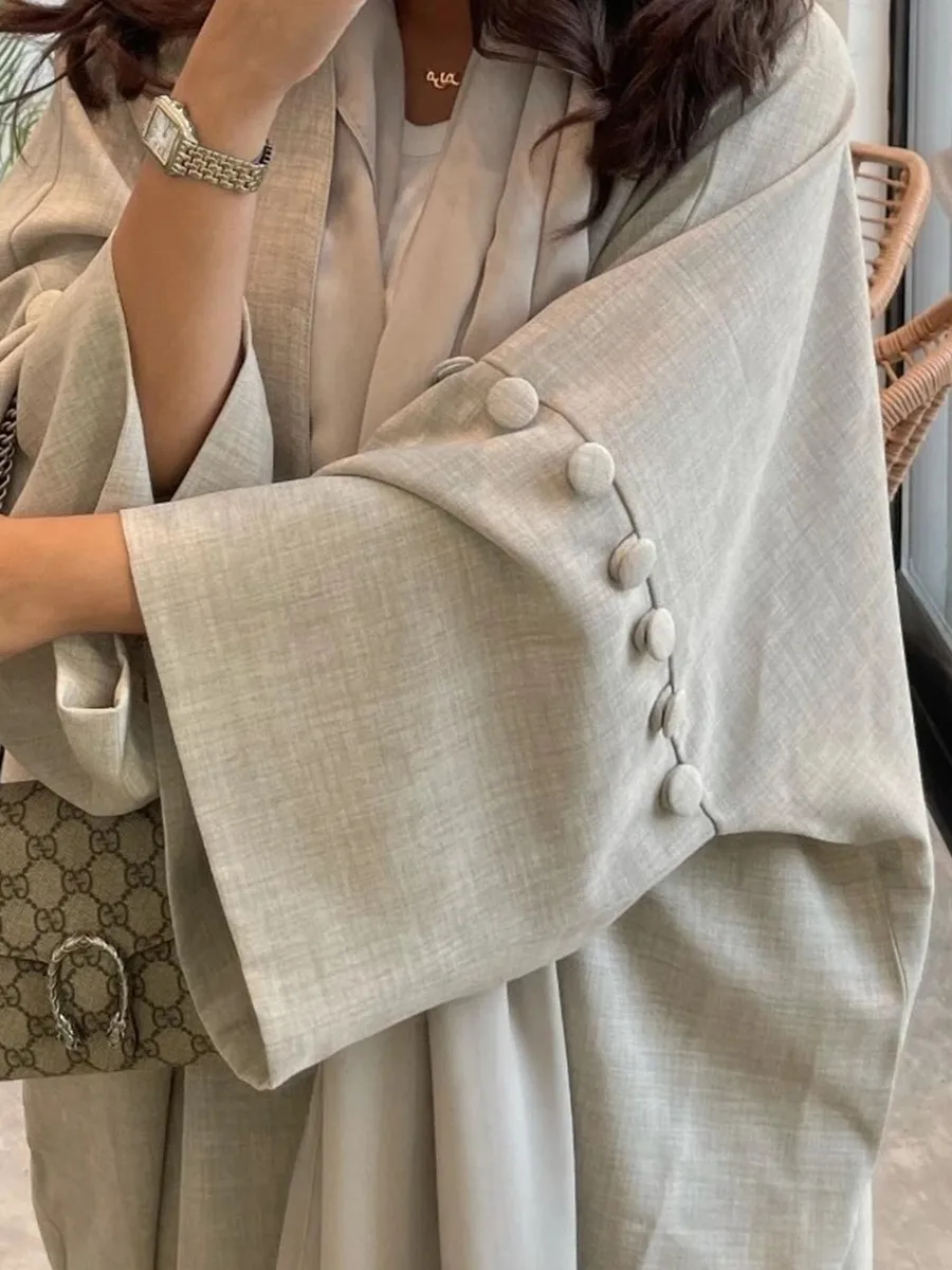 Femmes musulmanes Türkiye dubaï Abaya Plsu taille Robe longue Kimono Cardigan caftan modeste Ramadan Robe Femme vêtements islamiques africains