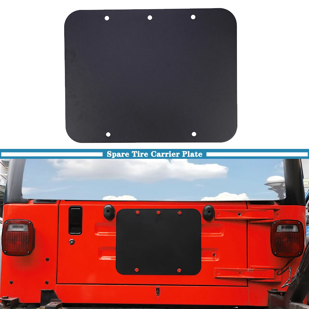 Car Rear Spare Tire Carrier Delete Filler Plate Tailgate Tramp Stamp Cover for Jeep Wrangler TJ 1997-2006 Exterior Accessories