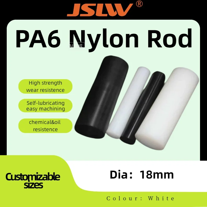 

18mm Diameter White PA6 Nylon Rod Solid Round Bar Engineering Plastic Rod for Machining
