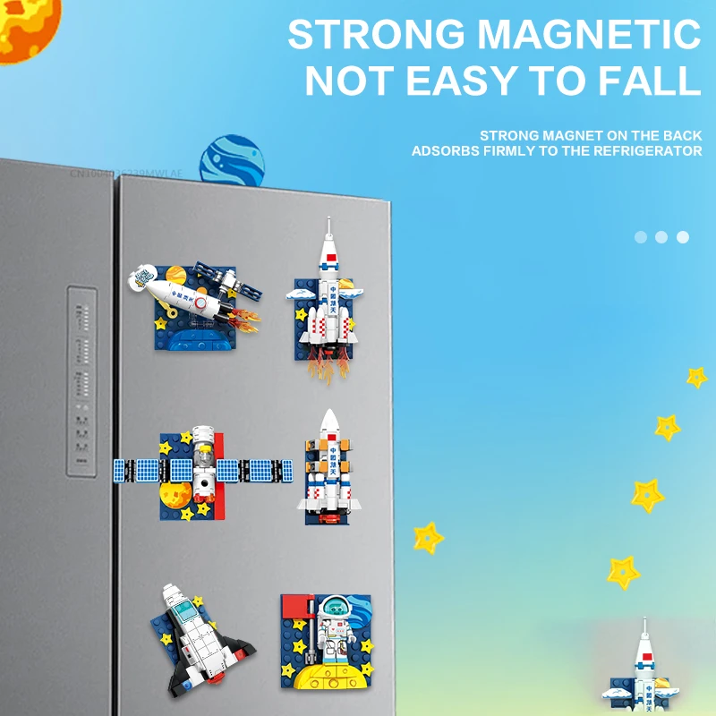 

SEMBO BLOCK Space DIY Fridge Magnets Building Blocks Aerospace Bricks Display Collectible Idea Gifts Toys Young Child Adults