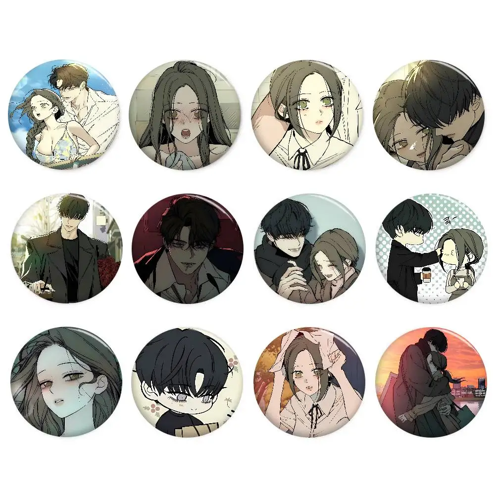 Korean Manhwa Tears on A Withered Flower Photo Brooches Creative Round Badge Gifts Pins 32/44/58mm