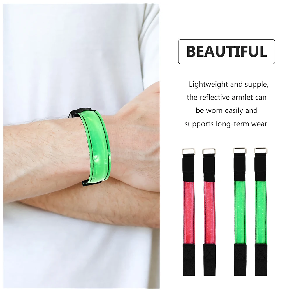 

4 Pcs Night Running Reflective Gear Luminous Armb LED Bracelet Sports H Ring Glow Outdoor Camping Hiking Accessories
