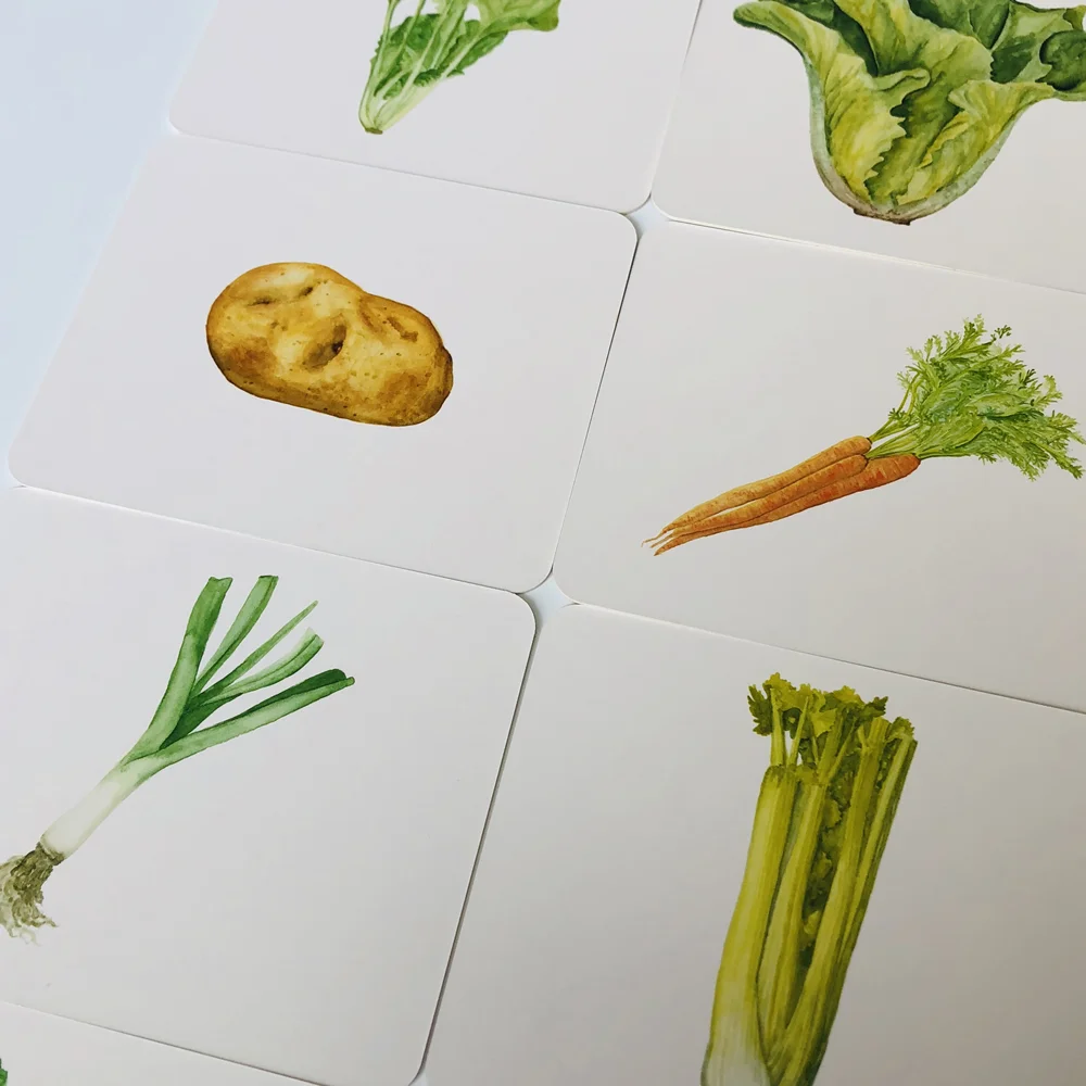 بطاقات الإدراك للخضروات، مواد لغة مونتيسوري، ألعاب تعلم الأطفال الصغار، لعبة تعليمية في مرحلة الطفولة المبكرة