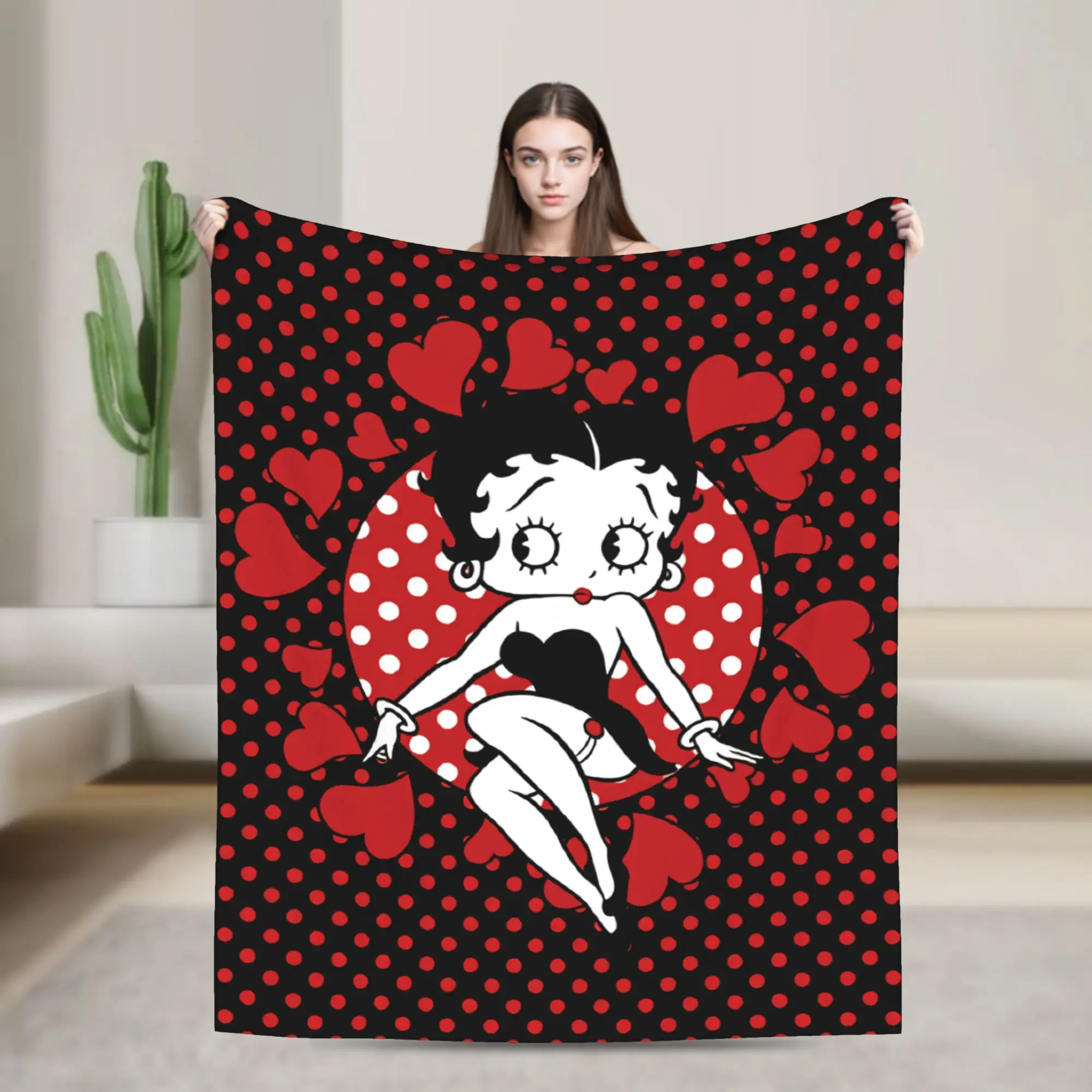 Manta B-Bettys Boops, manta muy cálida de calidad para acampar en invierno, colcha cómoda para dormitorio