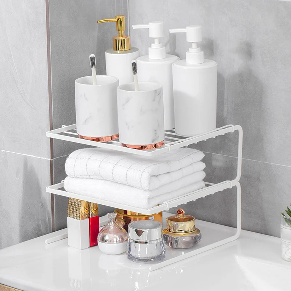 

2 Layer Kitchen Storage Rack Hollow Design Draining Shelf for Countertop Dish Bowl Utensil Holder Kitchen Accessories