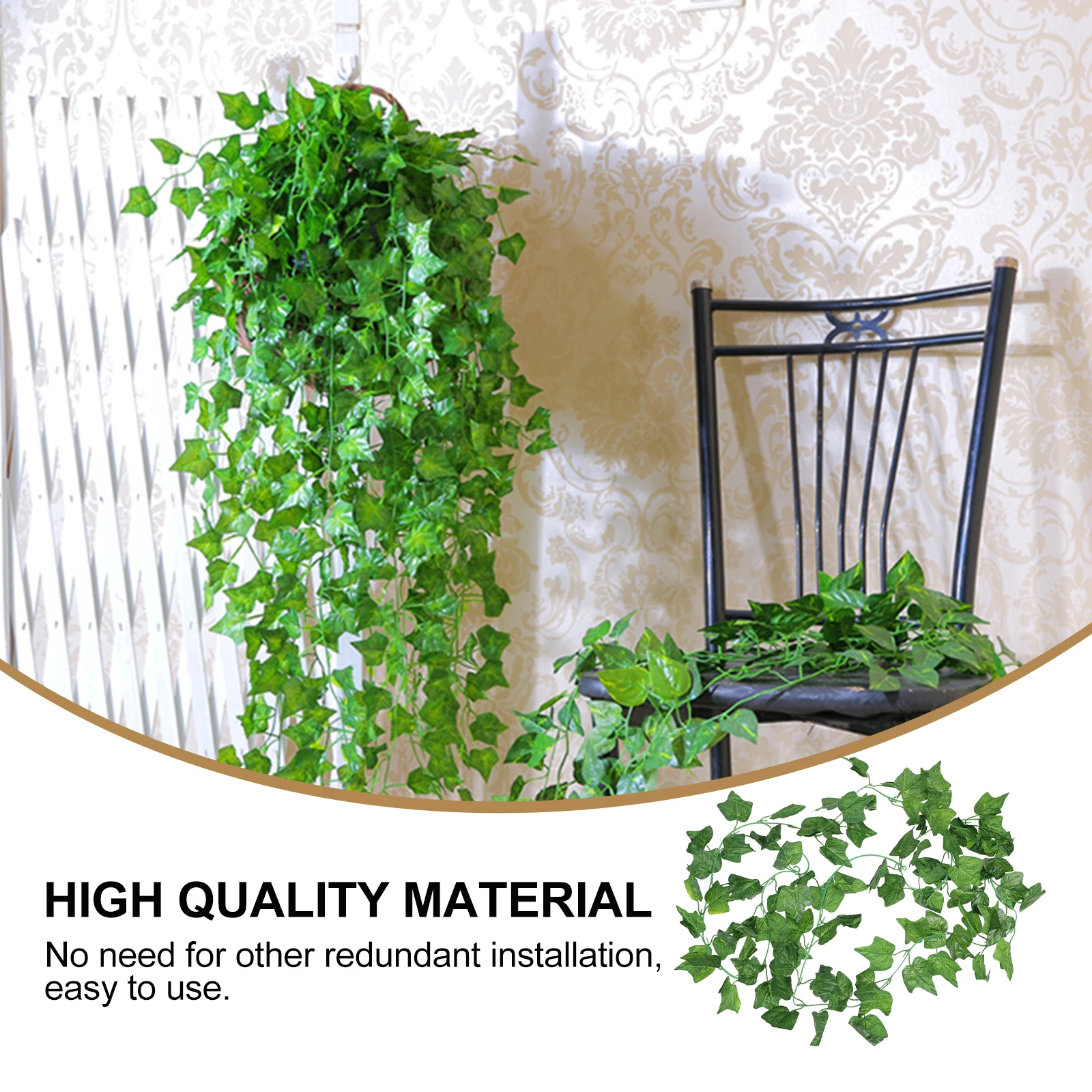 

5pcs Artificial Vine Garland For Wall Decor Indoor Outdoor Garden Cafe Restaurant Decoration Simulation Leaf Rattan