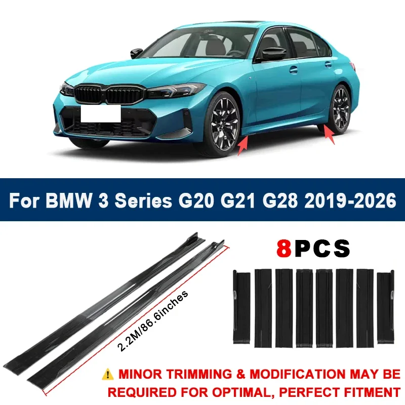 

Aerodynamic 2.2m Sectional Side Skirt Extension Lips Racing Side Spoiler For BMW 3 Series G20 G21 G28 19-26 Sport Upgrade Kit