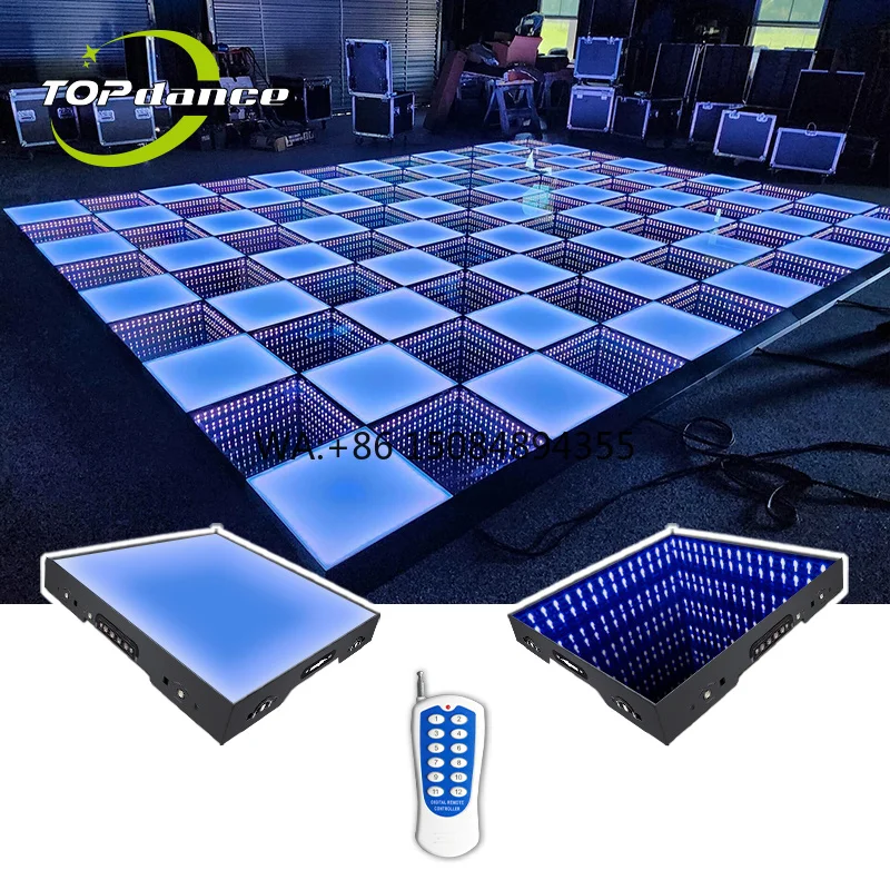 Pista de Dança LED Portátil para Festas, Palco Iluminado Magnético para Casamentos, Pisos LED com Espelho Infinito 3D