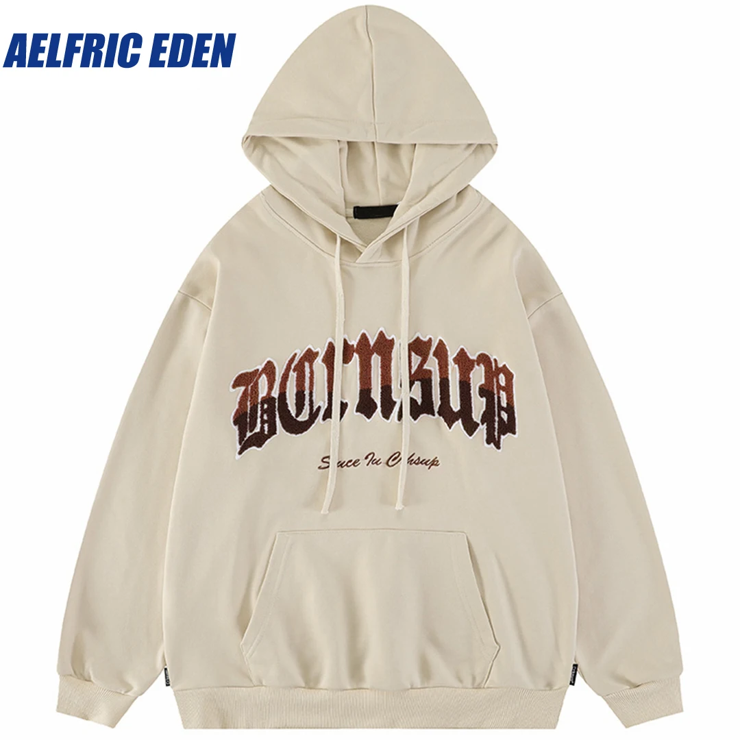 

Aelfric Eden Letters Embroidery Hoodie 2023 Hip Hop Streetwear Hoodie Sweatshirt Cotton Men Pullover Retro Harajuku Sweat Shirt