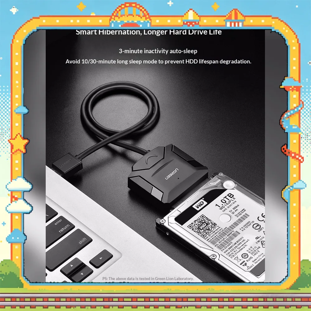 UGREEN 20231 CR108 USB 3.0 to SATA Adapter Cable for 2.5 3.5 Inch HDD SSD Hard Drive