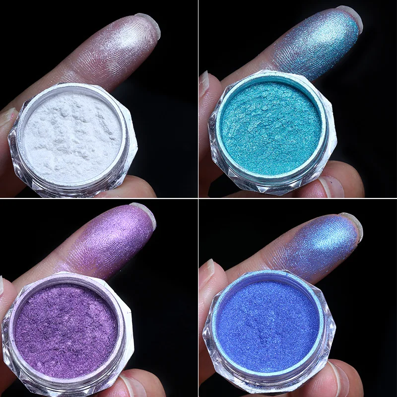 Polvo de uñas Moonlight Mirror, purpurina fina plateada, pigmentos de efecto metálico, esmalte de Gel cromado holográfico, 1 caja