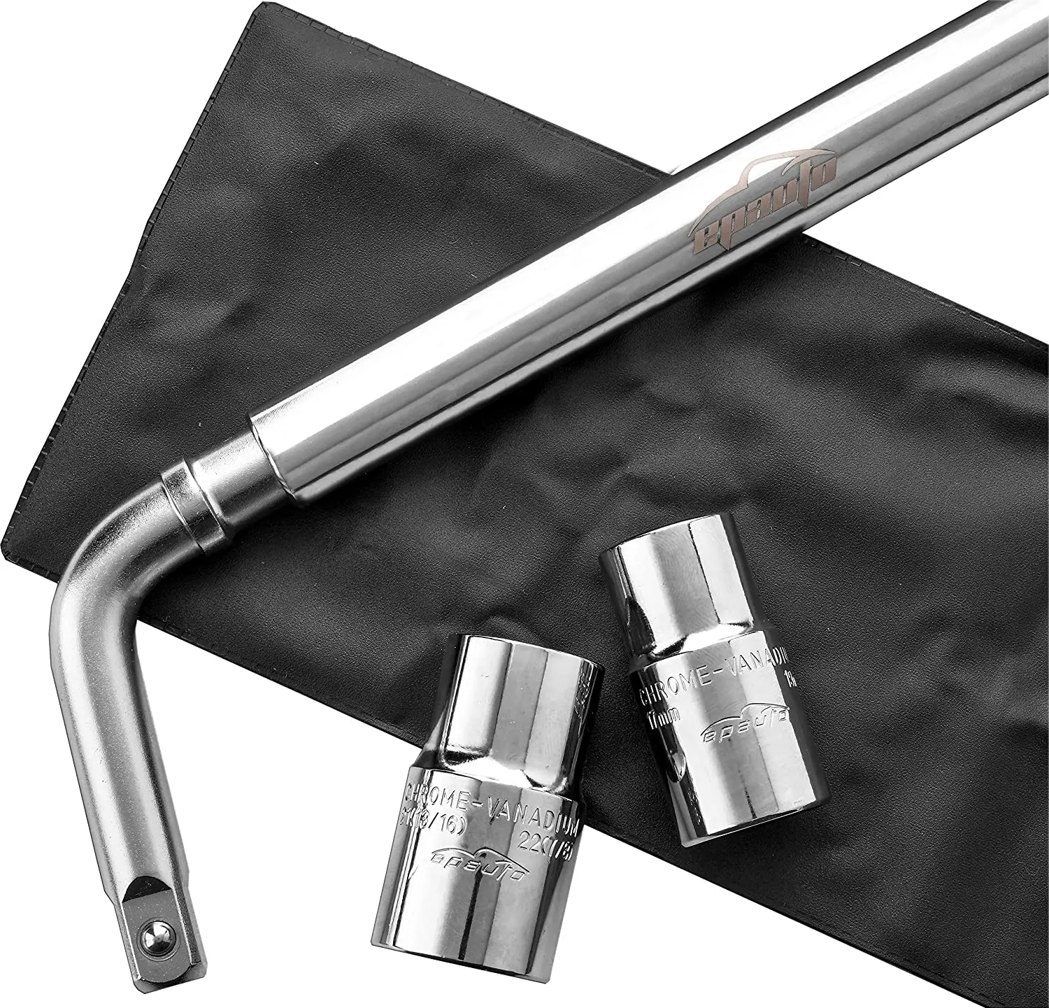 Telescoping Lug Wrench, Wheel Wrench with CR-V Sockets (17/19, 21/22mm)