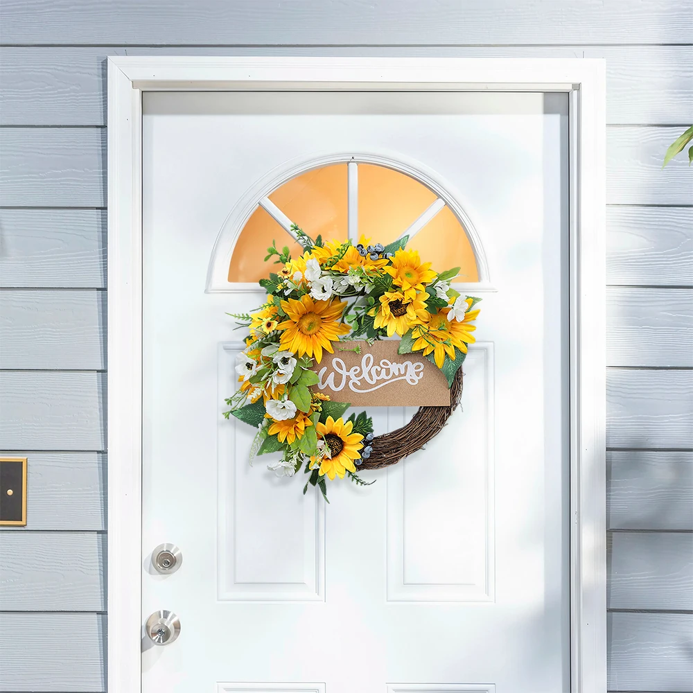 Artificial Sunflower Wreath Round Hanging Decoration