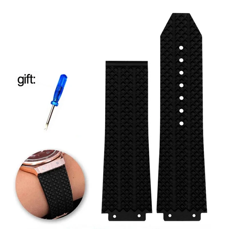 Watch Band For HUBLOT BIG BANG Silicone 26mm*19mm Waterproof Men Watch Strap Chain Watch Accessories soft Rubber Bracelet