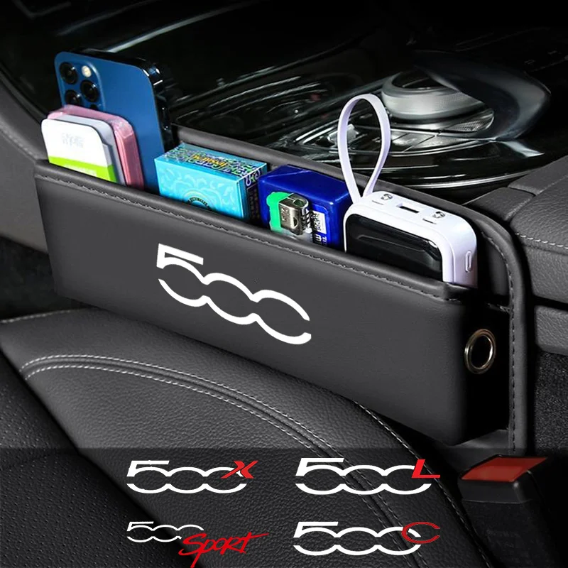 Image of Spezieller Auto-Sitzfugen-Aufbewahrungsbox, Sitzspalt-Organizer für Fiat 500 500C 2012 500X 500L Sport, Autozubehör für den Innenraum