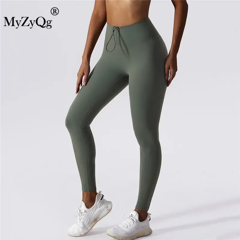 MyZyQg Women Drawstring Abdominal Yoga Push Up Leggings Tight Running Gym Bottoming Sports Training Fitness Pilate Pant