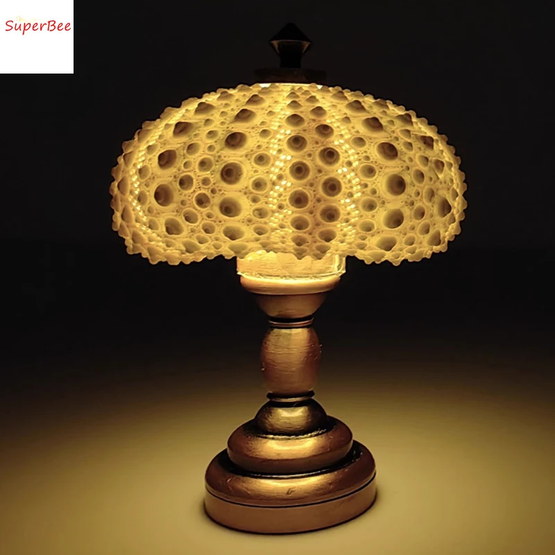 Dollhouse Mini Fashion Simulation Can Be Bright Sea Urchin Shell Lamp for Miniature Furniture Decoration Accessories Toys