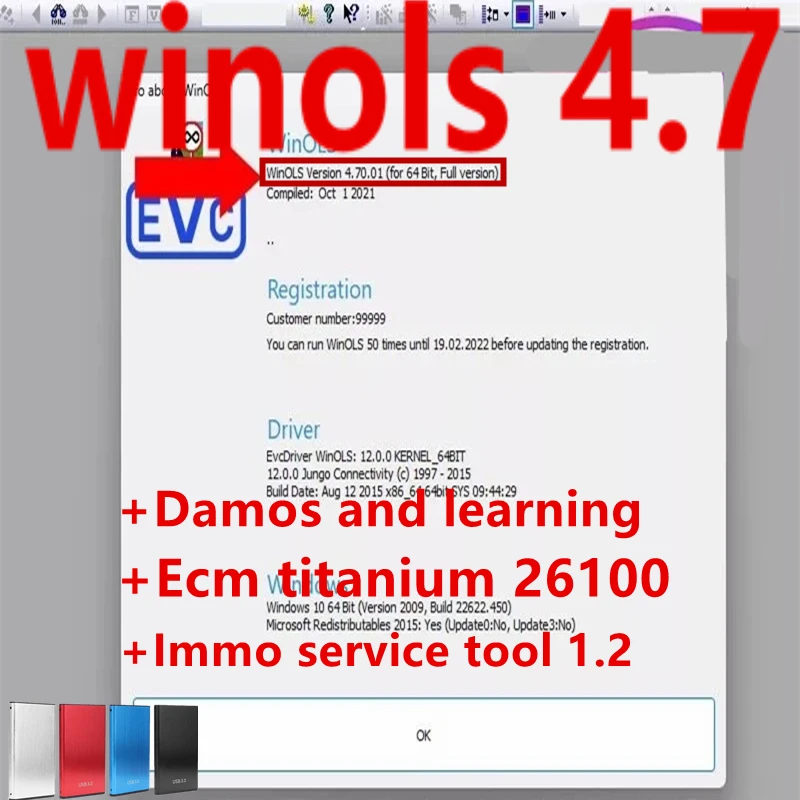 2023 heiß verkaufte winols 4,7 mit Plugins vmware damos und lernen ecm titan 1.61 immo service tool v1.2 ecu remapping le