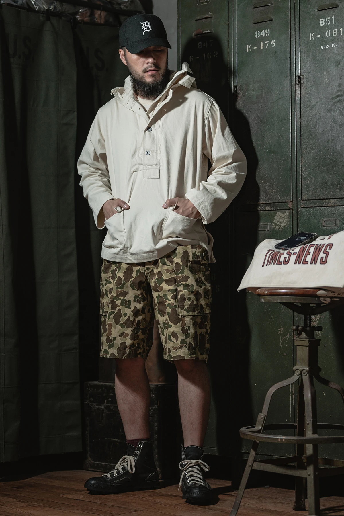 Bronson M43 HBT orts camuflados soltos, calças masculinas de trabalho com vários bolsos, verão casual estilo jovem, cintura...