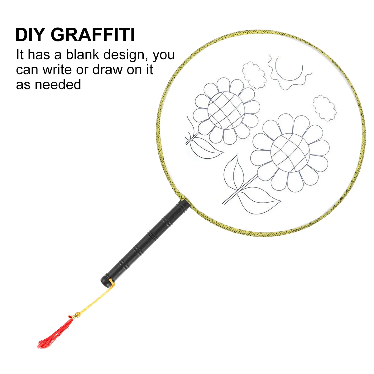 

5Pcs DIY Painting Hand Fans Kids Graffiti Drawing Round Fan Educational Blank Painting Tool Creative Family Fun