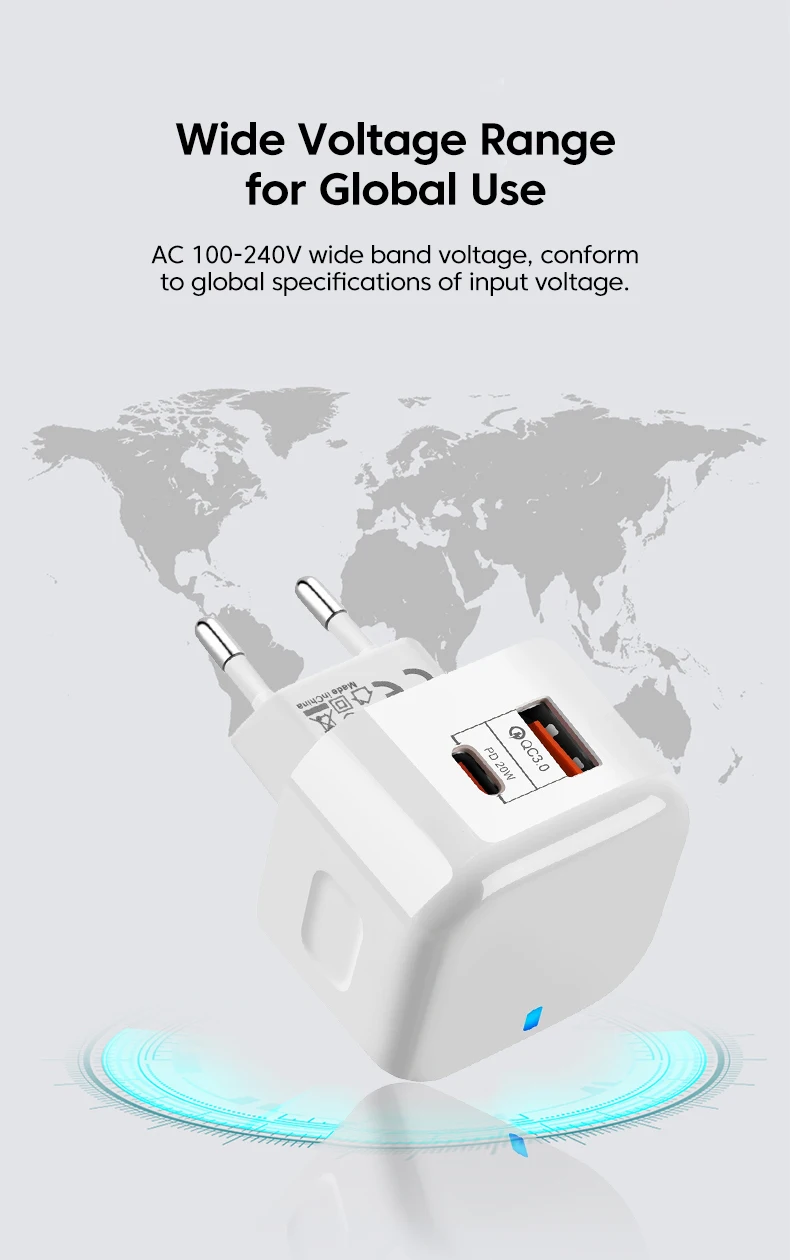 EU US UK 20W Dual Ports USB Type c PD Wall Charger Fast Charging Power Adapters For IPhone 11 12 13 14 Samsung Huawei xiaomi LG