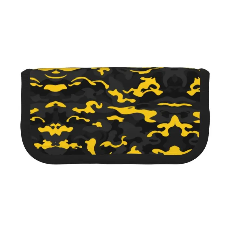 Custom Camo Style Pencil Cases for Boy Girl Big Capacity Black and Yellow Camouflage Pen Bag Box School Accessories