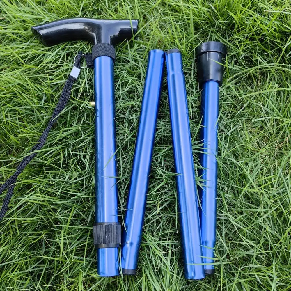 Lightweight Walking Cane Telescopic Stable Quad Base Stick Non Slip Handle Mobility Aid For Senior Walking